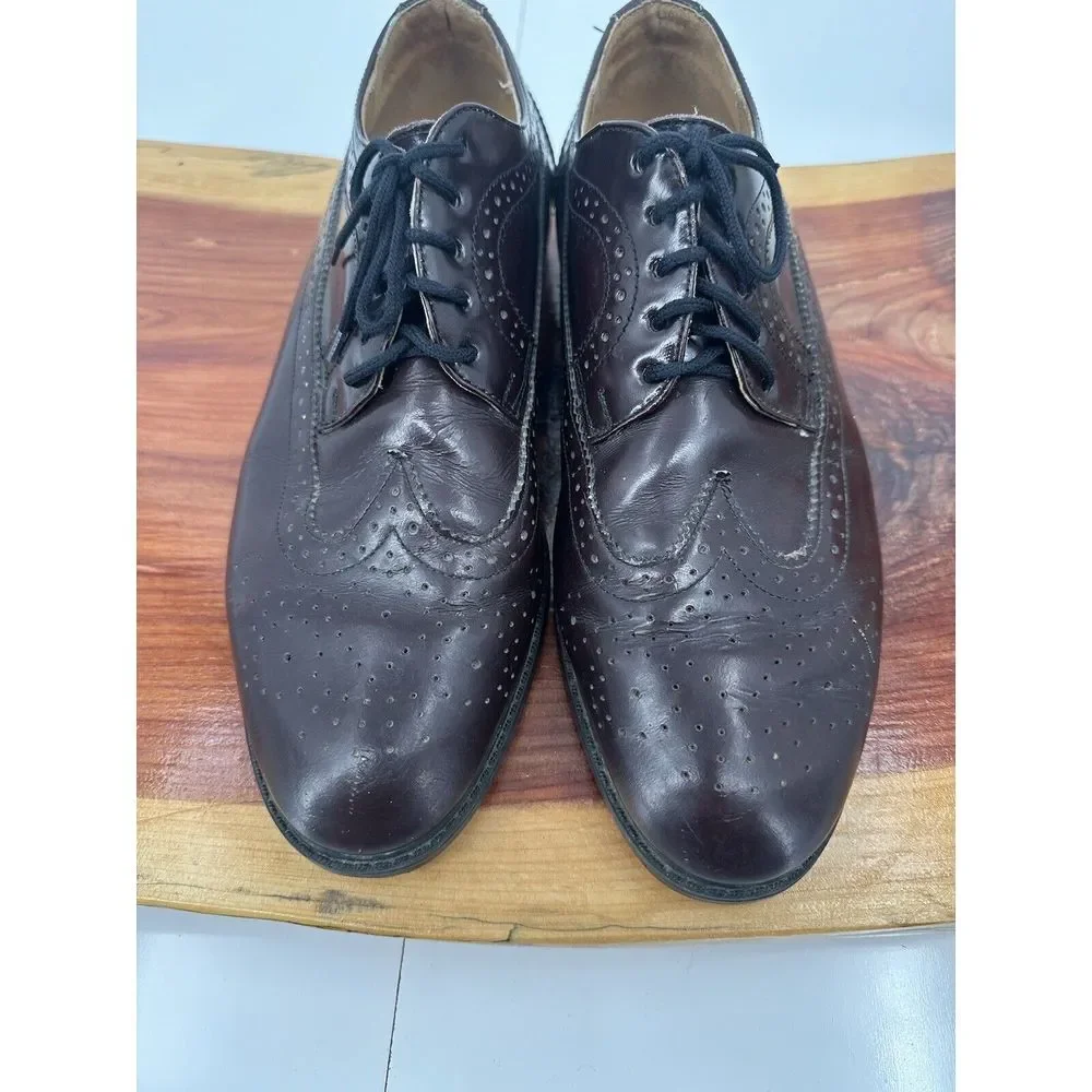 Father & Son Men's Dress Shoes Size 10D Burgundy‎ made In Czechoslovakia Oxfords